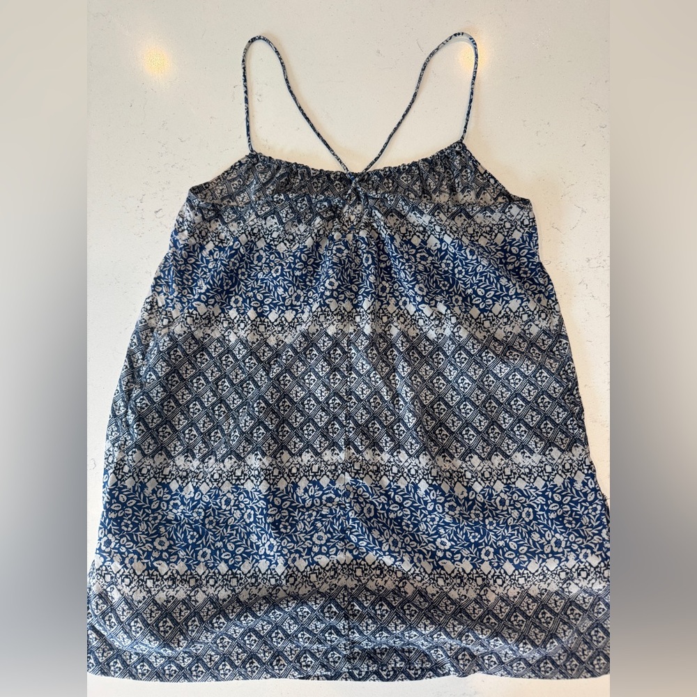 Madewell Blue and White Printed Spaghetti-Strap Camisole